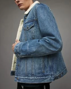 New ⭐ Midland Sherpa Lined Denim Jacket Mid Indigo 🛒 -Coats & Jackets Sales MA018X 2846 2