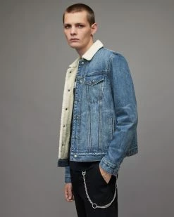 New ⭐ Midland Sherpa Lined Denim Jacket Mid Indigo 🛒 -Coats & Jackets Sales MA018X 2846 5