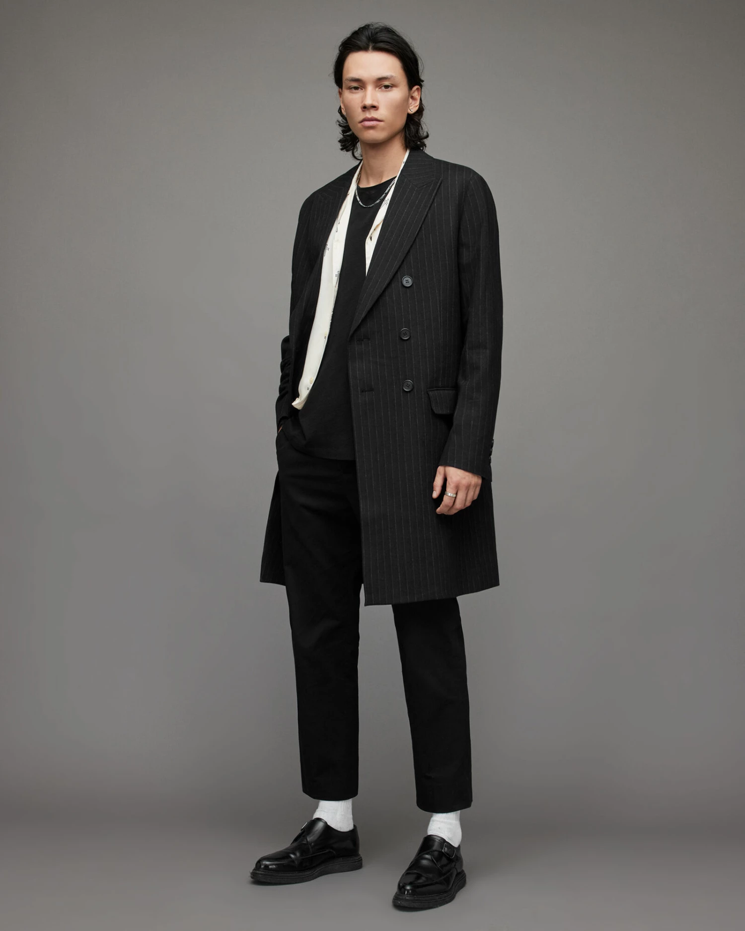 Best Sale ๐ Brock Pinstripe ๐งฅ Coat Black โ 3 Best Sale ๐ Brock Pinstripe ๐งฅ Coat Black โ - Image 3