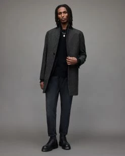 Best Pirce 😀 Ginsberg Houndstooth 🧥 Coat Houndstooth Charcoal 💯 -Coats & Jackets Sales MC047X 7984 3