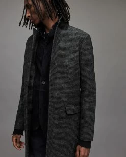 Best Pirce 😀 Ginsberg Houndstooth 🧥 Coat Houndstooth Charcoal 💯 -Coats & Jackets Sales MC047X 7984 5