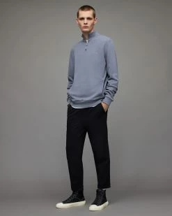 Best Pirce 🌟 Raven Half Zip Funnel Neck Sweatshirt Dull Blue ⌛ -Coats & Jackets Sales MF085X 8063 3