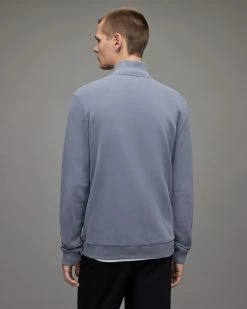 Best Pirce 🌟 Raven Half Zip Funnel Neck Sweatshirt Dull Blue ⌛ -Coats & Jackets Sales MF085X 8063 4