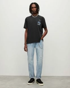 Deals 💯 Lunar Rabbit Crew T-Shirt Washed Black 🛒 -Coats & Jackets Sales MG081Y 162 3 2