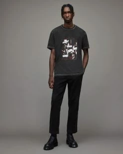 Budget 🧨 Holloway Crew T-Shirt Washed Black 🛒 -Coats & Jackets Sales MG210X 162 4