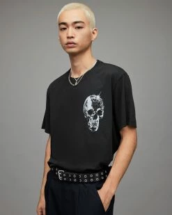 Top 10 👍 Mirrorskull Crew T-Shirt Jet Black 🥰 -Coats & Jackets Sales MG214X 451 4