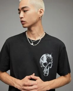 Top 10 👍 Mirrorskull Crew T-Shirt Jet Black 🥰 -Coats & Jackets Sales MG214X 451 5