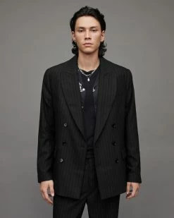 New 🔔 Blues Pinstriped Blazer Pinstripe Black Brown ⌛