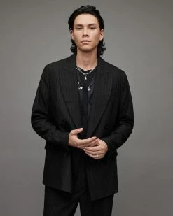 New 🔔 Blues Pinstriped Blazer Pinstripe Black Brown ⌛ -Coats & Jackets Sales MJ068X 7989 6