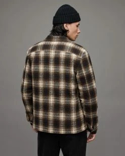 Cheapest 🛒 Deville Checked Sherpa Lined Jacket Ecru ✔️ -Coats & Jackets Sales MJ104X 35 6