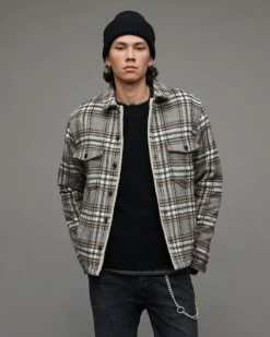 Cheap 🤩 Xanetta Checked Sherpa Lined Jacket Grey 👍