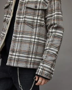 Cheap 🤩 Xanetta Checked Sherpa Lined Jacket Grey 👍 -Coats & Jackets Sales MJ105X 7 4