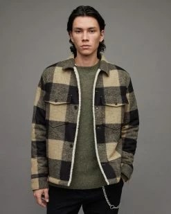 Hot Sale ✨ Drexel Checked Sherpa Lined Jacket Ecru ✨