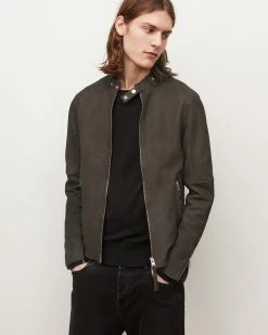 Cheap 🛒 Cora Leather Bomber Jacket Charcoal 👏