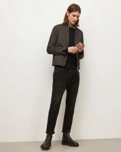 Cheap 🛒 Cora Leather Bomber Jacket Charcoal 👏 -Coats & Jackets Sales ML006R 33 4