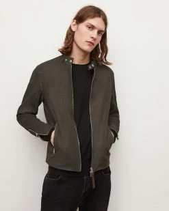 Cheap 🛒 Cora Leather Bomber Jacket Charcoal 👏 -Coats & Jackets Sales ML006R 33 5
