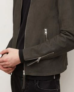 Cheap 🛒 Cora Leather Bomber Jacket Charcoal 👏 -Coats & Jackets Sales ML006R 33 6