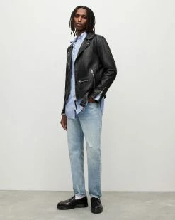 Top 10 🔥 Wick Leather Biker Jacket Black 😀 -Coats & Jackets Sales ML007P 5 3