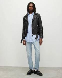 Top 10 🔥 Wick Leather Biker Jacket Black 😀 -Coats & Jackets Sales ML007P 5 4