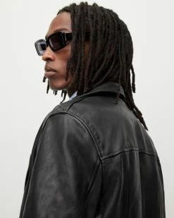 Top 10 🔥 Wick Leather Biker Jacket Black 😀 -Coats & Jackets Sales ML007P 5 5