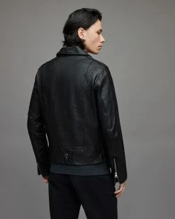 Wholesale 💯 Cane Leather Biker Jacket Black ⌛ -Coats & Jackets Sales ML007X 5 6