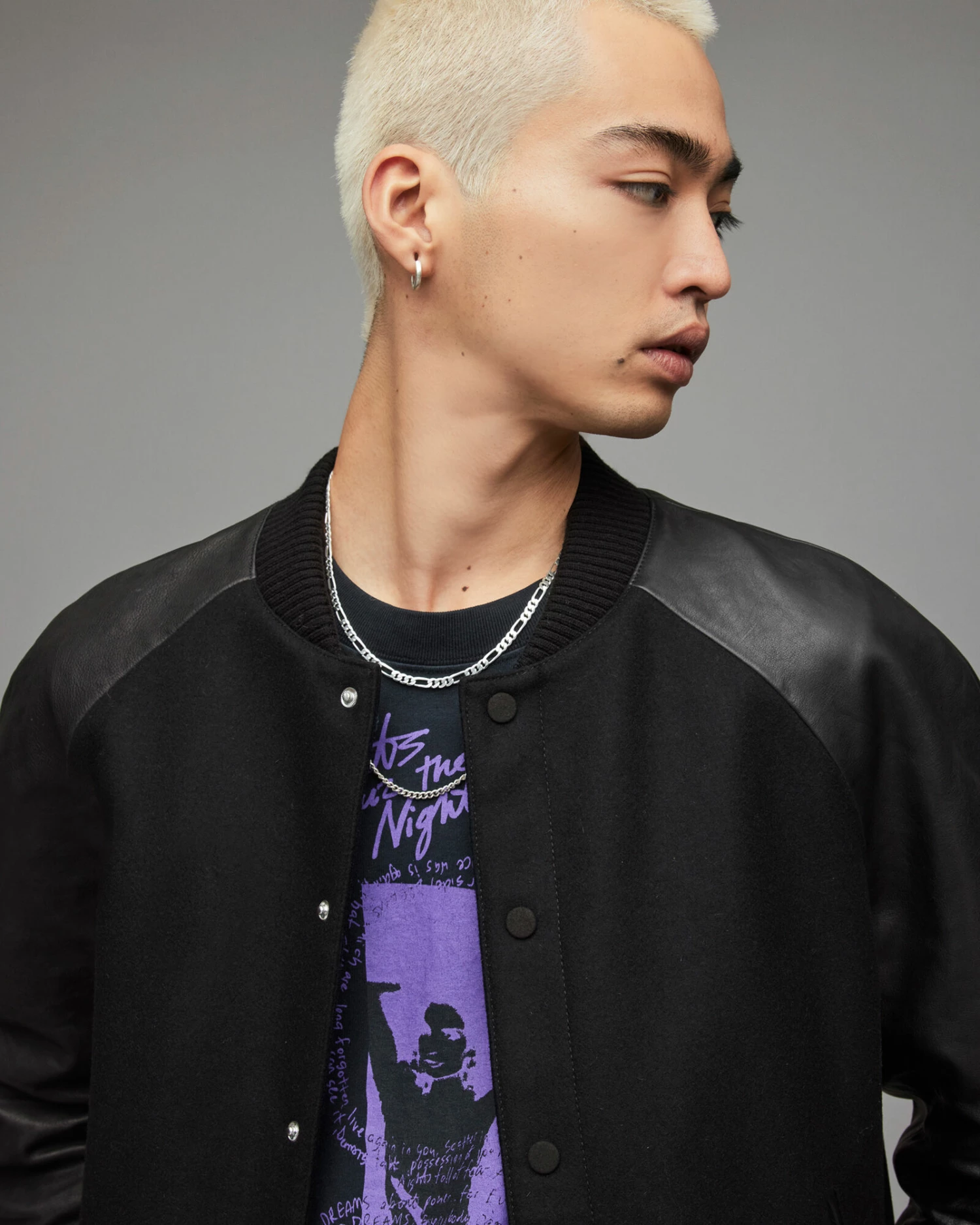 Discount 🥰 Manta Leather Sleeved Bomber Jacket Black 😀 2 Discount 🥰 Manta Leather Sleeved Bomber Jacket Black 😀 - Image 2