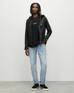 Budget 🛒 Harwood Leather Biker Jacket Black ✨ -Coats & Jackets Sales ML035R 5 3