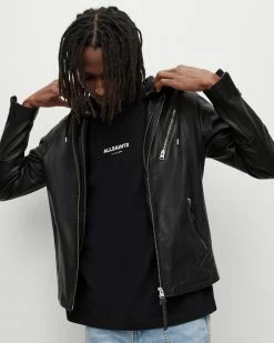 Budget 🛒 Harwood Leather Biker Jacket Black ✨ -Coats & Jackets Sales ML035R 5 6