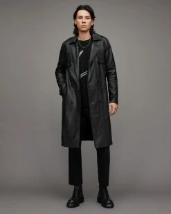 Brand new ✨ Oken Leather Trench 🧥 Coat Black ✨