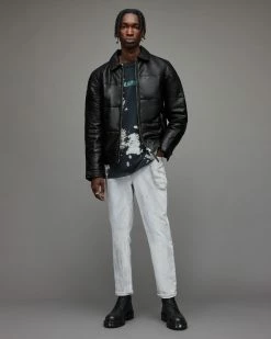 Deals 👍 Cobb Leather Puffer Jacket Black ⭐ -Coats & Jackets Sales ML040X 5 3