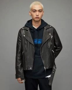 Best Pirce 😍 Allen Leather Biker Jacket Black ✨