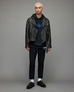 Best Pirce 😍 Allen Leather Biker Jacket Black ✨ -Coats & Jackets Sales ML045X 5 3