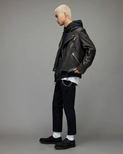 Best Pirce 😍 Allen Leather Biker Jacket Black ✨ -Coats & Jackets Sales ML045X 5 4