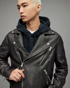 Best Pirce 😍 Allen Leather Biker Jacket Black ✨ -Coats & Jackets Sales ML045X 5 6