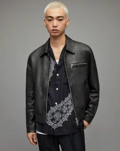 Best deal 🧨 Gino Leather Jacket Black 🌟