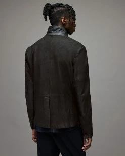 Best Pirce 👍 Survey Leather Blazer Anthracite Grey ⌛ -Coats & Jackets Sales ML051D 3988 6