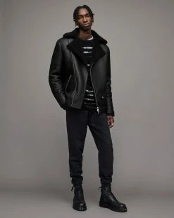 Best reviews of 🔥 Xander Shearling Biker Jacket Black 🔔 -Coats & Jackets Sales ML055X 5 3