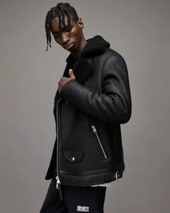 Best reviews of 🔥 Xander Shearling Biker Jacket Black 🔔 -Coats & Jackets Sales ML055X 5 4