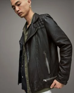 Budget ❤️ Conroy Leather Biker Jacket Ink Navy 💯 -Coats & Jackets Sales ML058F 3968 6