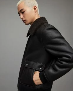 Best deal ⭐ Nolan Shearling Jacket Black ❤️ -Coats & Jackets Sales ML058X 5 4