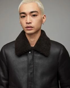 Best deal ⭐ Nolan Shearling Jacket Black ❤️ -Coats & Jackets Sales ML058X 5 5