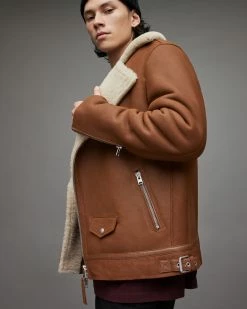 Brand new 🤩 Xander Shearling Biker Jacket TAN/NATURAL 🎁 -Coats & Jackets Sales ML082X 5980 4