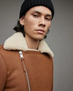 Brand new 🤩 Xander Shearling Biker Jacket TAN/NATURAL 🎁 -Coats & Jackets Sales ML082X 5980 5