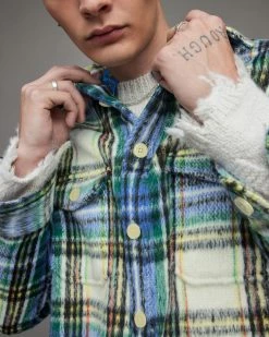 Wholesale ⌛ Yonkers Checked 👕 Shirt Ecru 💯 -Coats & Jackets Sales MS149X 35 5